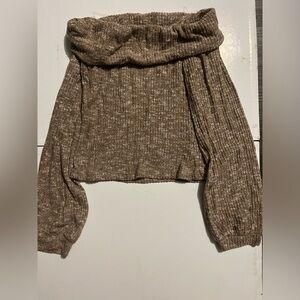 Beige Brown Sweater Over Shoulder